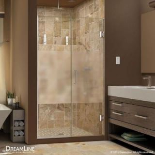 DreamLine Unidoor Plus 43 to 43 1/2 in. x 72 in. Semi Framed Hinged Shower Door with Half Frosted Glass in Brushed Nickel SHDR 244307210 HFR 04