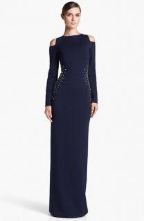 St. John Collection Embroidered Milano Knit Gown