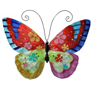Hand painted Multi colored Metal and Capiz Butterfly Wall Art