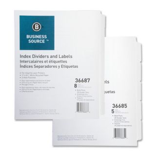 Business Source Index Dividers, 3HP, Reinforced, 8 Tab, 25 ST per Pack