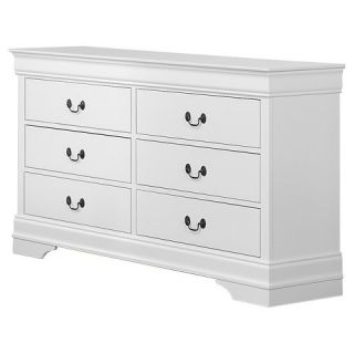 Rosebriar 6 Drawer Dresser with Bail Pulls   White