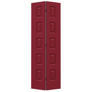 ReliaBilt Barn Red Hollow Core 5 Panel Equal Bi Fold Closet Interior Door (Common 32 in x 80 in; Actual 31.5 in x 79 in)