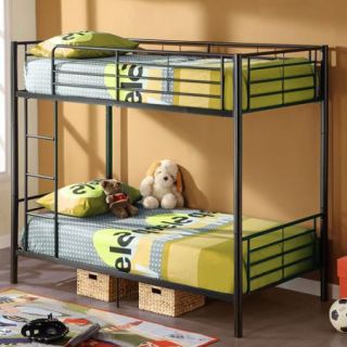 Twin Over Twin Metal Bunk Bed with set of 2 Mattress, Black