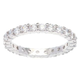 Kate Bissett Silvertone 3MM Cubic Zirconia Stackable Eternity Band