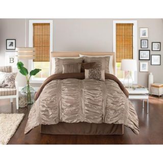 Better Homes and Gardens 7 Piece Embroidered Ruching Full Bedding Comforter Set