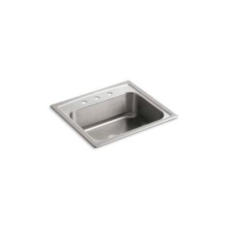 KOHLER Toccata Drop In Stainless Steel 25 in. 3 Hole Single Bowl Kitchen Sink K 3348 3 NA