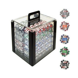 Trademark Poker 11.5g 4 Aces with Denominations Poker Chips in Acrylic Carrier   1000 Chips   Poker Accessories