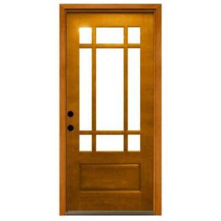Steves & Sons 32 in. x 80 in. Craftsman 9 Lite Stained Mahogany Wood Prehung Front Door M3109 2 AW MJ 6RH