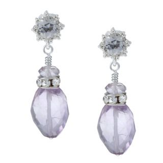 Tacori Bridal Evening Sterling Silver Amethyst and Topaz Earrings