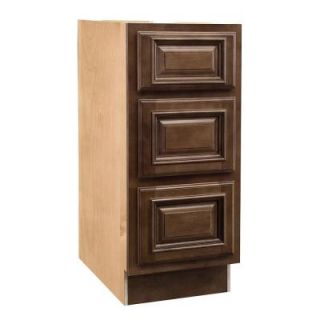 Home Decorators Collection Assembled 12x34.5x21 in. Vanity Base Cabinet with 3 Drawers in Huntington Chocolate Glaze VBD1221 HCG