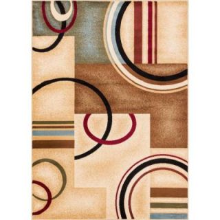 Well Woven Barclay Arcs and Shapes Ivory 2 ft. 3 in. x 3 ft. 11 in. Modern Geometric Area Rug 547823