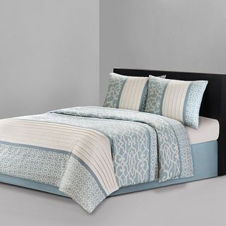 Natori Fretwork Aqua Comforter Set   Queen   7871515