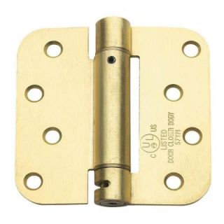 Global Door Controls 4 in. x 4 in. Satin Brass Steel Spring Hinge with 5/8 in. Radius   Set of 3 DISCONTINUED CPS4040 R US4 3