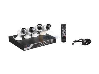 eSecure H.264 Internet & 3G Phone Accessible 8 channel DVR w/ 4 CCD Night Vision Cameras ES03A180 Q15A14 (HDD Sold Separately)