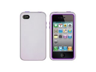 Apple iPhone 4S/iPhone 4 Purple Skin with White Design High End 2 in 1 Hybrid Case