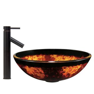 Fusion Glass Vessel Bathroom Sink and Dior Faucet Set