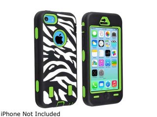 Insten Green Hard/ Black White Zebra Skin Hybrid Case compatible with Apple iPhone 5C 1397495