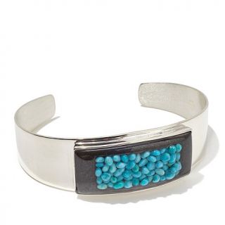 Jay King Turquoise and Black Agate Sterling Silver Cuff Bracelet   8007083