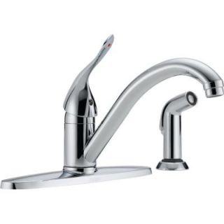 Delta Classic Single Handle Standard Kitchen Faucet with Side Sprayer in Chrome 400LF HDF