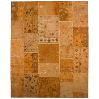 Hand knotted Abstract Turmeric Wool/ Silk Rug (8 x 10)