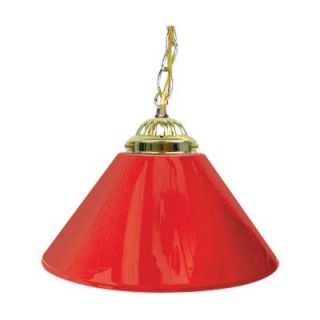 Trademark Global 14 in. Single Shade Red and Brass Hanging Lamp 1200G RED