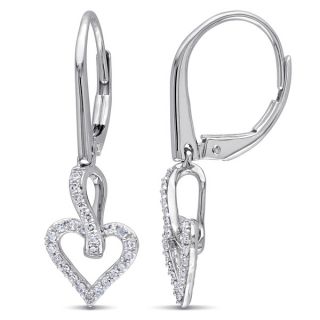 Miadora 10k White Gold 1/4ct TDW Diamond Heart Earrings (H I, I2 I3)