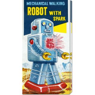 Retrobot Mechanical Walking Robot with Spark Stretched Canvas Art