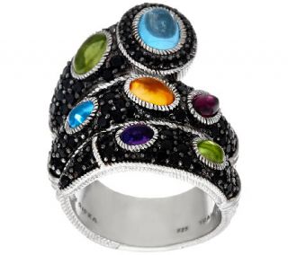 Judith Ripka Sterling Black Spinel & Multi Gemstone Ring   J326152 —