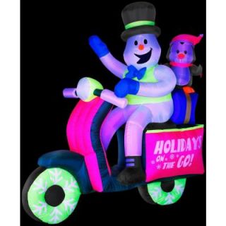 Gemmy 5.6 ft. H Inflatable Neon Snowman on Scooter 87776X