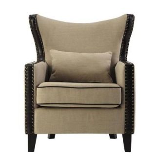 Home Decorators Collection Meloni Dark Beige Bonded Leather Linen Arm Chair 0284800840