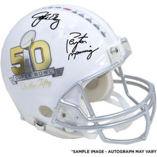 Peyton Manning & John Elway Autographed Riddell Super Bowl 50 On The Fifty Pro Helmet   Fanatics Authentic Certified