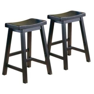 Home Decorators Collection 29 in. H Black Saddleback Stool (Set of 2)   DISCONTINUED 405302BK 29[2PC]