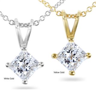 Annello 14k Gold 1/2 ct Princess Diamond Solitaire Pendant (H I, I1 I2