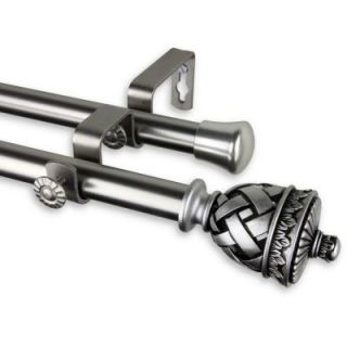 Rod Desyne 66 in.   120 in. Telescoping Double Curtain Rod Kit in Satin Nickel with Arielle Finial 4794 665