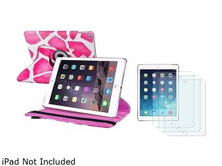 Insten Pink Giraffe Ultra Slim Multi Angle Stand Leather Case Cover + 3x Matte Screen Protector For iPad Air 2 2nd Gen 1991286