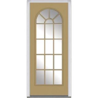 Milliken Millwork 36 in. x 80 in. Clear Glass Round Top Full Lite Painted Fiberglass Smooth Prehung Front Door Z004703L