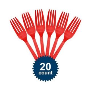 Red Plastic Forks   Party Supplies