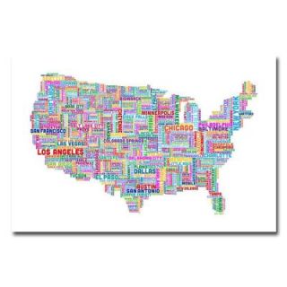 Trademark Fine Art 16 in. x 24 in. US Cities Text Map IV Canvas Art MT0074 C1624GG