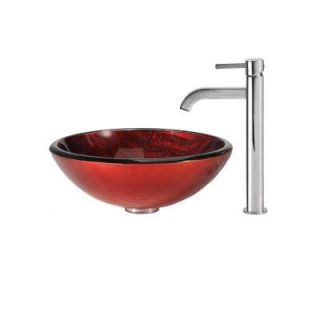 KRAUS Charon Glass Vessel Sink and Ramus Faucet in Chrome C GV 692 19mm 1007CH