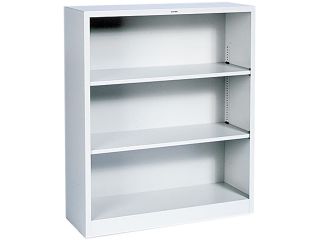 HON S42ABCQ Metal Bookcase, 3 Shelves, 34 1/2w x 12 5/8d x 41h, Light Gray