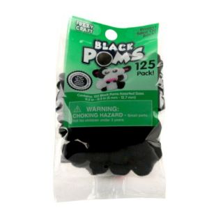 Fuzzy Craft Black Poms, 125 Pack