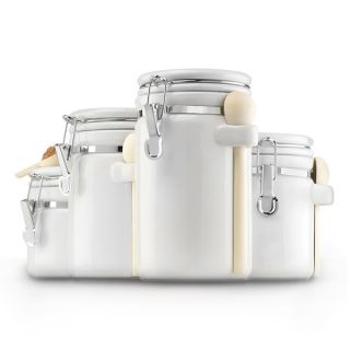 White Ceramic 4 piece Canister Set   15929287   Shopping