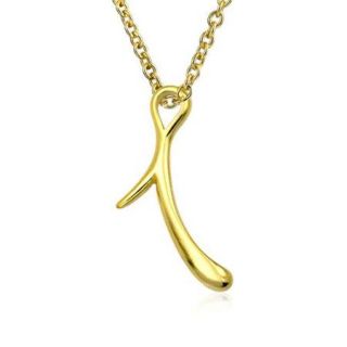 Bling Jewelry Gold Plated Silver Letter I Script Initial Pendant Necklace 18in