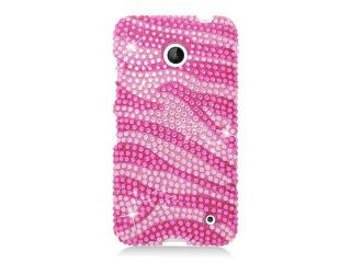Nokia Lumia 635 Hard Case Cover   Hot Pink/Pink Zebra w/ Full Rhinestones
