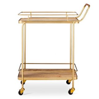 Threshold™ Metal/Wood/Leather Bar Cart   Gold