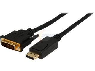 Coboc CL DP2DVI 15 BK 15 ft. 28AWG DisplayPort Male to DVI D(24+1) Male Passive Adatper Converter Cable,Gold Plated,Black  DP to DVI   1920 x 1200 Resolution