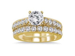 2 1/2 Carat White Diamond Bridal Set in 14K Yellow Gold