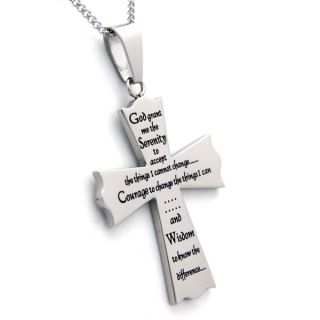 Serenity Prayer Black Cross Stainless Steel Necklace