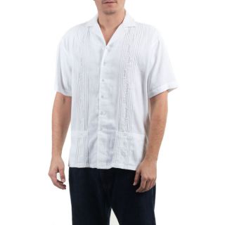 Novica Mens Handcrafted White Ivy Cotton Shirt (El Salvador