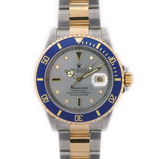 Pre Owned Rolex 16613 Mens Slate Serti Two tone Stainless Steel